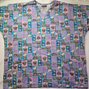 JJJ Scrubs Womens Pink And Purple Angel Short Sleeve Scrub Short Size 2X